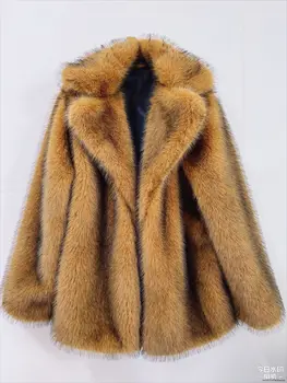 Зимняя мода, большие размеры, плюшевые Теплые пальто из искусственного меха, Женские Элегантные пальто с лацканами, Однотонные пальто с длинным рукавом, женская шикарная Толстая теплая уличная одежда