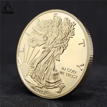 Золотая монета 2023 года Монета US Liberty Challenge Монета America Eagle Позолоченная Коллекция памятных монет Подарок Украшение дома