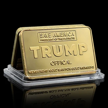 Золотая монета trump 2024 в квадратном слитке, которую возвращает бывший президент США, фанаты собирают подарки