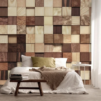 Изготовленные на заказ геометрические обои из мягкого дерева для гостиной, простые обои, настенная роспись для спальни, художественные наклейки на стену для обустройства дома