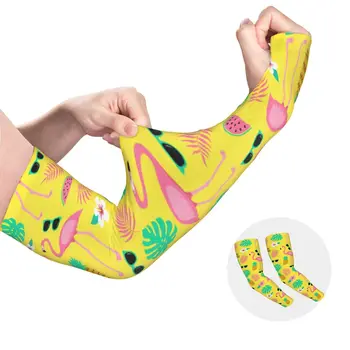 Изготовленные на заказ листья Фламинго Охлаждающие рукава для рук Мужчины Женщины Спортивные Виды спорта Татуировка с рисунком тропического ананаса для пеших прогулок