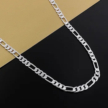 Изящное ожерелье из серебра 925 пробы, расположенное сбоку, для мужчин и женщин, 6 мм