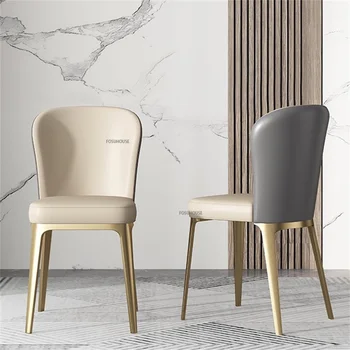 Итальянские кожаные обеденные стулья для элитной кухонной мебели Home Простой стол для гостиной и спинка стула Роскошный обеденный стул