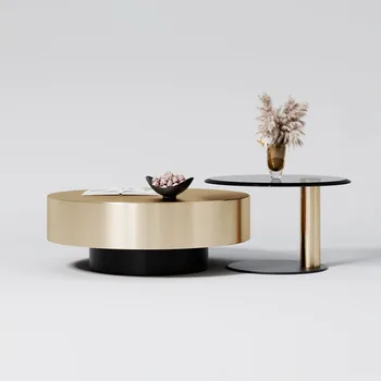 Итальянский Легкий и роскошный Круглый чайный столик в скандинавском постмодернистском стиле для гостиной, небольшого домика, простого размера, Круглый Комбинированный чайный столик