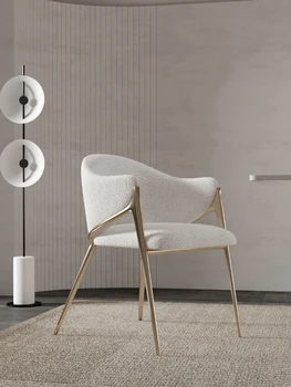 Итальянский роскошный стул из овечьей шерсти, домашний современный минималистичный обеденный стул со спинкой для столовой, для отдыха, табурет для переодевания высокого качества