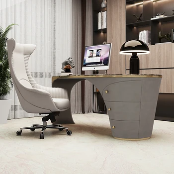 Итальянский светлый роскошный письменный стол Современная простая спальня Высококлассный шкаф для хранения вещей Домашний кабинет компьютерный стол из каменной плиты