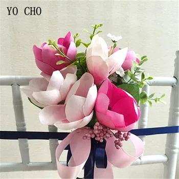 ЙО ЧО винтажный цветок из искусственного шелка украшение дома розовая Магнолия Роза Пион украшение вечеринки зелень Букет Невесты