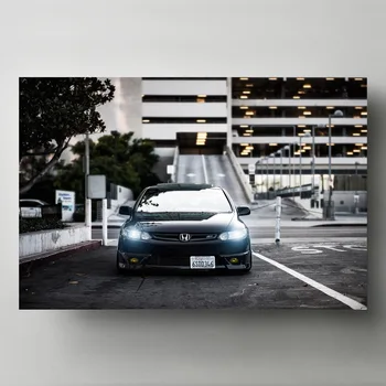 Картины на холсте Honda-CIVIC Si, черная автомобильная фара, вид спереди, современные настенные художественные плакаты с картинками, HD печать для декора гостиной