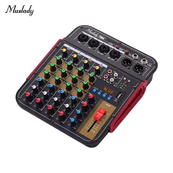 Качественный 4-Канальный Аудиомикшерный пульт Muslady TM4 с функцией BT Аудиосистема для Студийной записи и Вещания