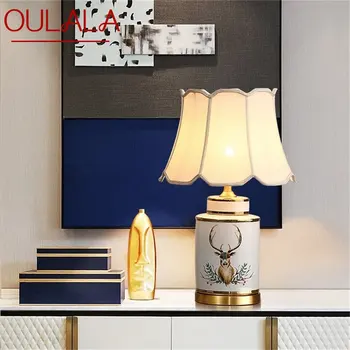 Керамические настольные лампы OULALA, латунный настольный светильник для дома, гостиной, столовой, спальни, офиса