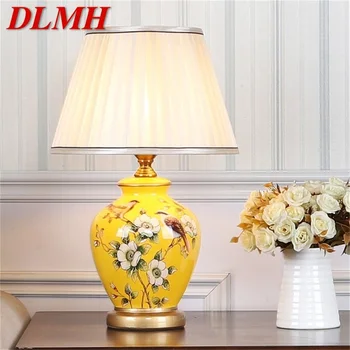 Керамические настольные лампы DLMH из меди с современным роскошным рисунком, настольные светодиодные светильники для дома, спальни