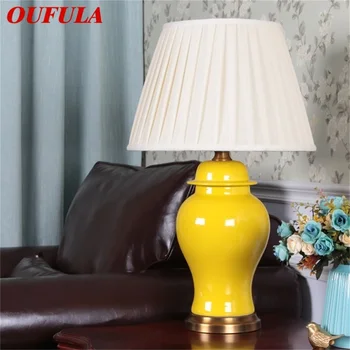 Керамический настольный светильник OUFULA, латунь, современная роскошная настольная лампа LED для дома, прикроватной тумбочки, спальни