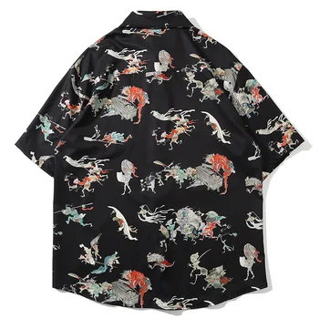Классическая рубашка с принтом, мужская уличная одежда, Летние топы с абстрактным принтом для мужчин, одежда, Свободные Мужские рубашки