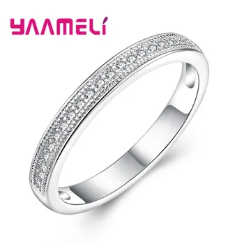 Классическое женское кольцо на палец для свадьбы, помолвки, ювелирные изделия Promise, белый Прозрачный кубический циркон, бижутерия из стерлингового серебра 925 пробы