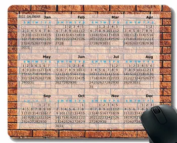 Коврик Для мыши с Календарем на 2022 Год, Текстура стены Кирпичная Легкий Противоскользящий Резиновый Коврик Для мыши с Прочными Прошитыми Краями