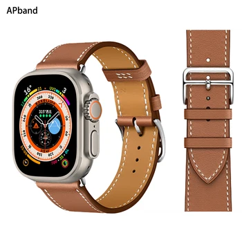 Кожаный ремешок для Apple watch band 44мм 45мм 49мм 41мм 40мм Аксессуарный браслет correa браслет iWatch серии 5 6 SE 7 8 ultra