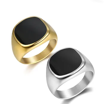 Кольцо из нержавеющей Стали для мужчин обручальное кольцо 316l Серебристо-Золотого Цвета из Титана с Кольцом из Черной Эмали