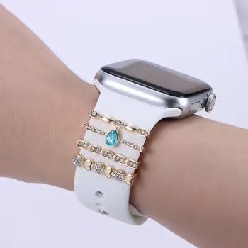Кольцо с украшением ремешка для часов Apple Watch Металлические Подвески Декоративное кольцо с Бриллиантовым орнаментом Аксессуары для силиконовых ремешков смарт-часов