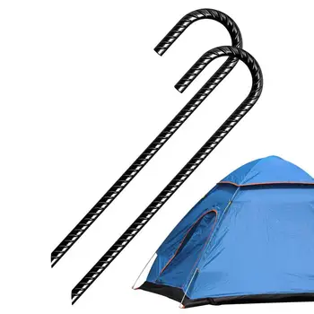 Колья для батута, гвоздь для палатки, J-образный крюк из сверхпрочной стали, садовые колья для кемпинга, аксессуары для походных палаток, 2 шт