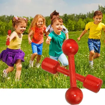 Компактная детская гантель, Хорошая прочность, игрушка для фитнеса, Яркий цвет, Утренняя зарядка для бодибилдинга, Ручная Деревянная Гантель