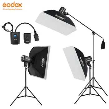 Комплект вспышек Godox 900 Вт 3x E300 с триггером Godox AT-16, 3x Моделирующей лампой, 3x софтбоксом 50x70 см, 2x подставкой для освещения и рычагом стрелы