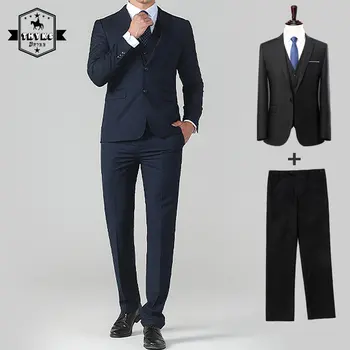 Комплект мужского костюма, комплекты из двух предметов, деловые брючные костюмы для джентльменов, свадебная рабочая одежда, костюмы, повседневный блейзер, брюки, приталенное платье для жениха 6XL