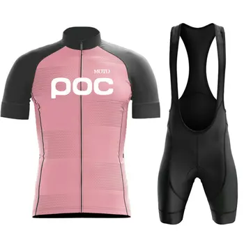 Комплекты из джерси MOTO POC для велоспорта, велосипедный костюм, велосипедная одежда для велоспорта с коротким рукавом, майо для велоспорта, джерси с нагрудником, шорты
