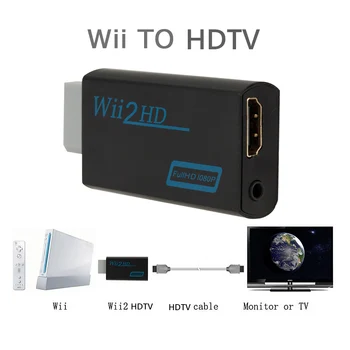 Конвертер WII в HDMI Full HD 1080P Конвертер WII в HDMI Wii 2 HDMI 3,5 мм Аудио для ПК HDTV Монитор Дисплей Адаптер Wii-HDMI