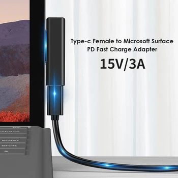 Конвертер разъемов для быстрой зарядки USB C PD 15 В/3A для Microsoft Surface Pro 3 4 5 6 Go Surface Book 3 Type C Разъем адаптера питания