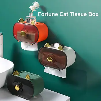 Коробка для салфеток, крепящаяся на стену, без перфорации, с прочным клеем, Fortune Cat, прочный несущий держатель для салфеток для отеля