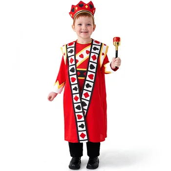 Костюмы короля игральных карт на Хэллоуин для мальчиков, детские персонажи для покера, косплей, Карнавал, Пурим, парад, Сценическое шоу, праздничное платье