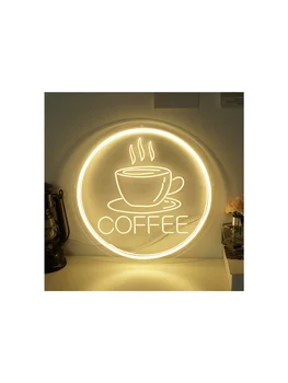 Кофейная неоновая вывеска ресторана, акриловый резной светящийся символ, английская буква, декоративная лампа