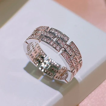 Креативный дизайн цепочки, кольцо с предложением о помолвке для подруги, Серебряное Модное Свадебное кольцо с кубическим цирконием для женщин
