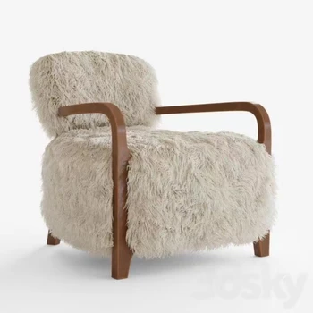 Кресло для отдыха Runxi Yeti из овчины, Кресло для гостиной, Мебель для гостиной с тканевой кожаной обивкой