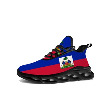 Кроссовки на плоской подошве с флагом Гаити, мужские женские кроссовки Haiti Pop Sports Для бега, высококачественные кроссовки, Сетчатая обувь на шнуровке, Обувь на заказ