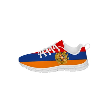 Кроссовки с флагом Армении, Мужская Женская повседневная обувь для подростков, обувь для бега с 3D-принтом, Дышащая легкая тканевая обувь белого цвета