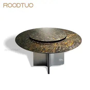 Круглый обеденный стол из платинового бриллианта и натурального Мрамора В итальянском стиле, Простой Современный Дизайнерский Роскошный обеденный стол из камня, мебель для дома