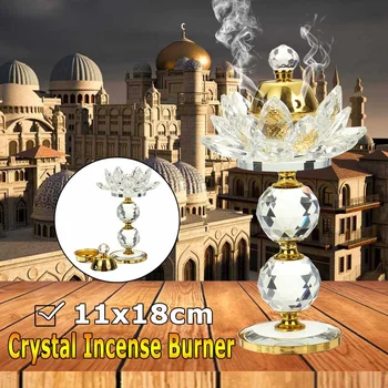 Курильница для благовоний с кристаллами и бриллиантами, цветочный держатель, ароматическая плита в арабском стиле со съемной крышкой, украшение для домашней студии йоги