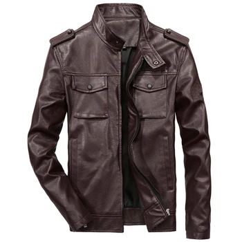 Куртка из искусственной кожи мужская мода с несколькими карманами мото весна осень кожаные пальто большого размера 6xl куртки jaqueta de couro masculino