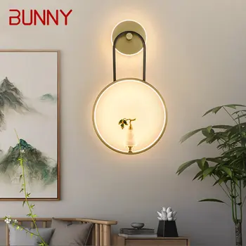 Латунный настенный светильник BUNNY в китайском стиле, 3 цвета, Винтажный креативный светильник-бра из тыквы для дома, гостиной, прикроватной тумбочки в спальне
