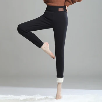 леггинсы женские черные теплые брюки зимние обтягивающие толстые бархатные шерстяные флисовые серые брюки кашемировые брюки из овечьей кожи для женщин леггинсы