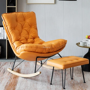 Легкие Роскошные кожаные стулья для гостиной Итальянская мебель для дома Ленивый диван Кресло-качалка Кресло для отдыха на балконе в гостиной