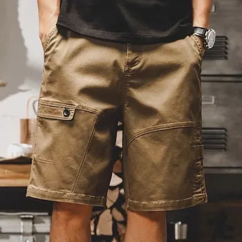 Летние шорты, мужские повседневные брюки длиной до колен, трендовые прямые брюки свободного размера