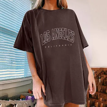 Летний повседневный уличный топ, женская винтажная футболка с круглым вырезом и коротким рукавом с принтом, летние модные свободные топы большого размера для отдыха
