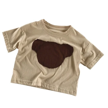 Летняя одежда для малышей D7WF, футболка с коротким рукавом для маленьких мальчиков и девочек, рубашка унисекс