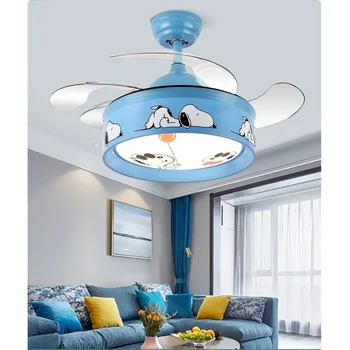 Люстры Светодиодный потолочный вентилятор Подвесной светильник Художественная Спальня детская гостиная в мультяшной форме с регулируемой частотой освещения