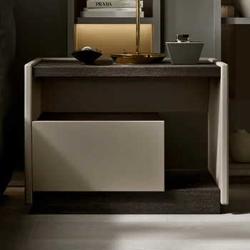 Мебель для спальни Прикроватная тумбочка Итальянский минималистичный прикроватный шкафчик Квадратный Прикроватный шкаф для хранения