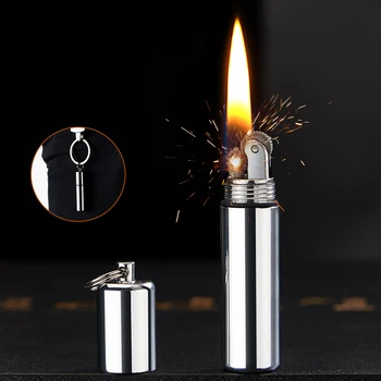 Металлическая Керосиновая зажигалка, Ветрозащитная Мини-зажигалка для ключей, Уличная Портативная зажигалка для сигарет, Аксессуары для курения, Гаджеты для мужчин