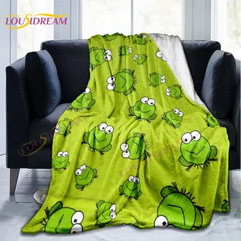 Милое зеленое одеяло в виде лягушки, Пушистые уютные накидки для детей, девочек, мальчиков, Фланелевое одеяло для кровати, дивана, подарки в виде забавной лягушки