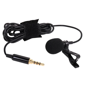 Мини-зажимной микрофон с конденсаторным микрофоном на лацкане, 3,5 мм разъем для смартфона, ПК, ноутбука, общения в чате, пения караоке с сумкой для переноски